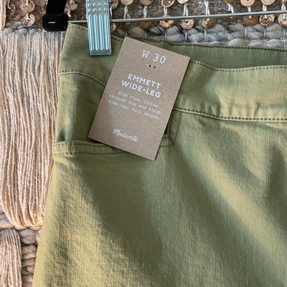 💚 NWT Madewell ‘Emmett’ wide leg Artichoke green chinos women’s waist 30 - Picture 3 of 12